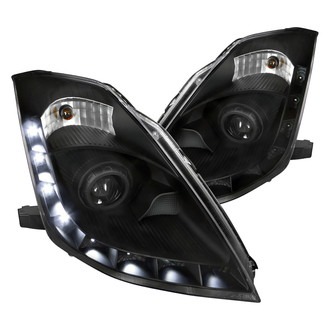 Spec-D® - Driver and Passenger Side Black Projector Headlights with LED DRL