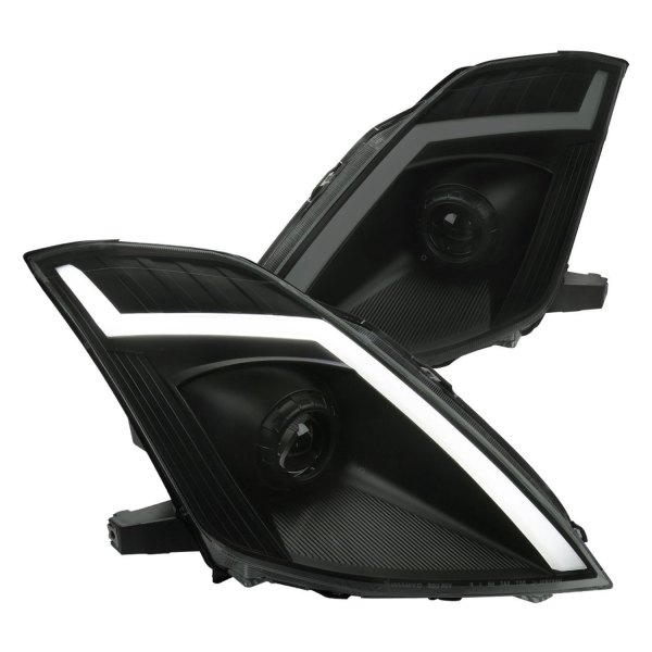 Spec-D® - Driver and Passenger Side Matte Black/Smoke Sequential LED Light Tube Projector Headlights