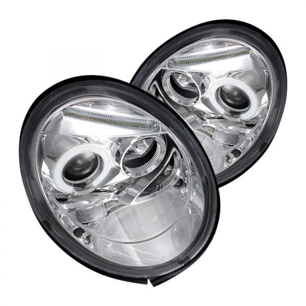 Spec-D® - Chrome Halo Projector Headlights with Parking LEDs, Volkswagen Beetle