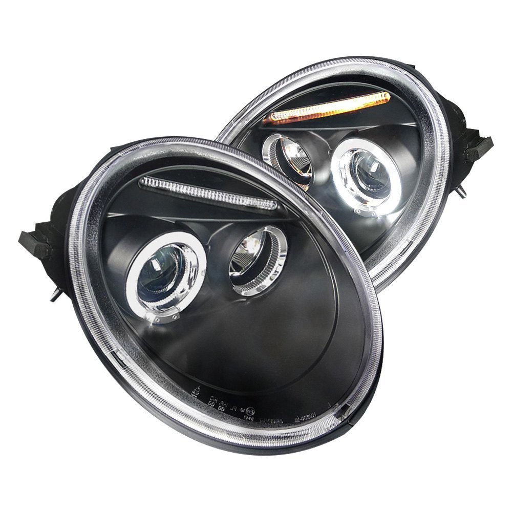 Volkswagen Beetle Black Dual Halo Projectorヘッドライト+8-LED