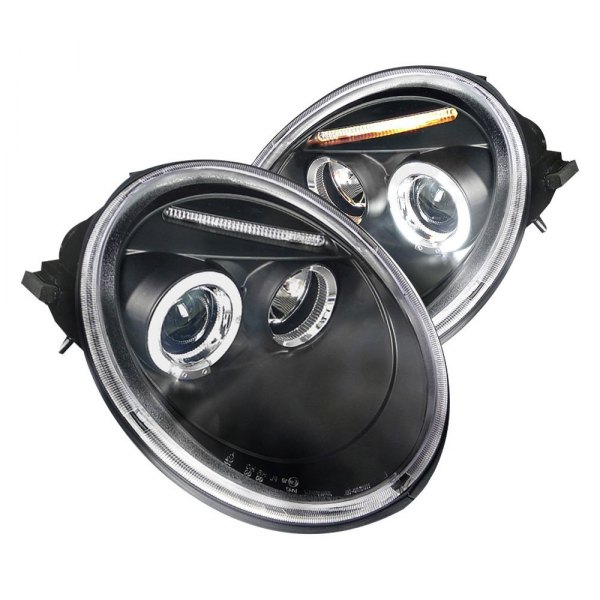 Spec-D® - Black Halo Projector Headlights with Parking LEDs, Volkswagen Beetle