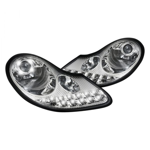 Spec-D® - Chrome Projector Headlights with Switchback LED DRL, Porsche Boxster