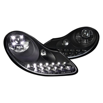 Spec-D® - Driver and Passenger Side Black Projector Headlights with Switchback LED DRL