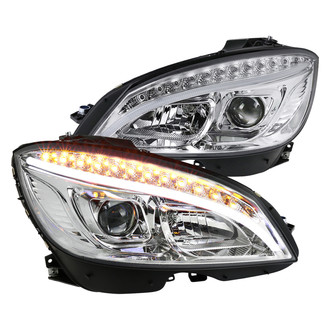 Spec-D® - Driver and Passenger Side Chrome DRL Bar Projector Headlights with LED Turn Signal