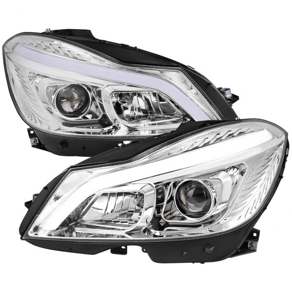 Spec-D® - Chrome Sequential LED DRL Bar Projector Euro Headlights