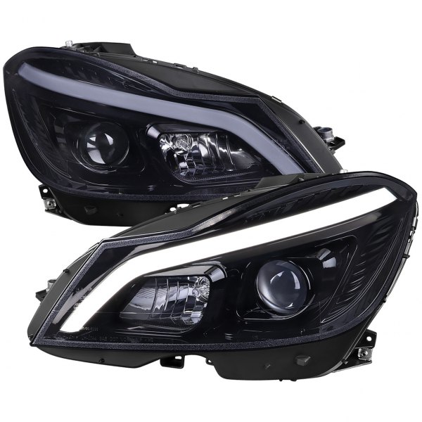 Spec-D® - Matte Black/Smoke Sequential LED DRL Bar Projector Euro Headlights
