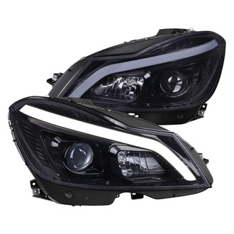 Spec-D® - Driver and Passenger Side Matte Black/Smoke Sequential LED DRL Bar Projector Headlights