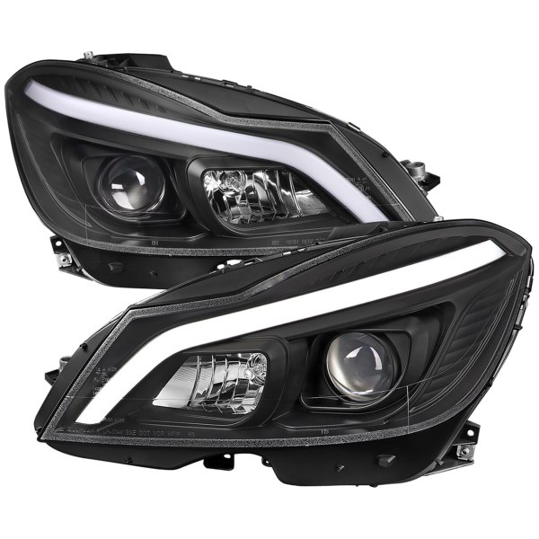 Spec-D® - Matte Black Sequential LED DRL Bar Projector Euro Headlights