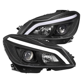 Spec-D® - Driver and Passenger Side Matte Black Sequential LED DRL Bar Projector Headlights