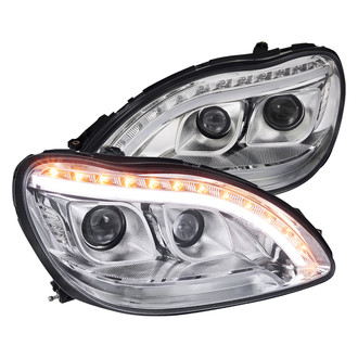 Spec-D® - Driver and Passenger Side Chrome DRL Bar Projector Headlights with LED Turn Signal