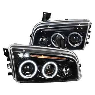 Spec-D® - Driver and Passenger Side Gloss Black Halo Projector Headlights with Parking LEDs