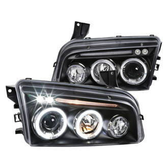 Spec-D® - Driver and Passenger Side Black Dual Halo Projector Headlights with Parking LEDs