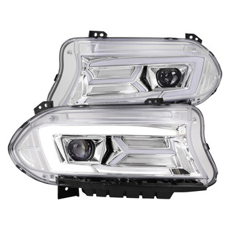 Spec-D® - Driver and Passenger Side Chrome LED Light Tube Projector Headlights with Sequential Turn Signal