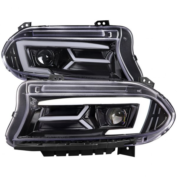 Spec-D® - Glossy Black LED Light Tube Projector Headlights with Sequential Turn Signal