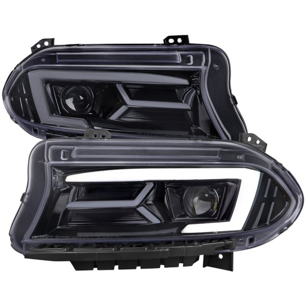 Spec-D® - Glossy Black/Smoke LED Light Tube Projector Headlights with Sequential Turn Signal