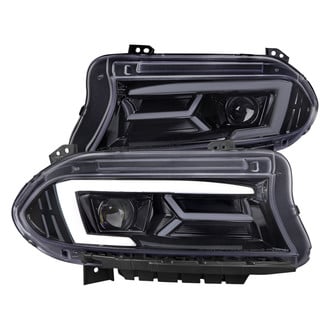 Spec-D® - Driver and Passenger Side Glossy Black/Smoke LED Light Tube Projector Headlights with Sequential Turn Signal