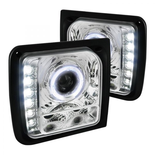 Spec-D® - Chrome Halo Projector Headlights with LED DRL, Jeep Cherokee