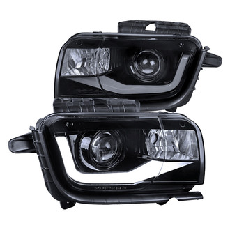 Spec-D® - Driver and Passenger Side Gloss Black/Smoke DRL Bar Projector Headlights