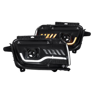 Spec-D® - Driver and Passenger Side Matte Black DRL Bar Projector Headlights