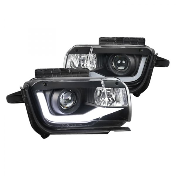 Spec-D® - Matte Black DRL Bar Projector Headlights, Chevy Camaro