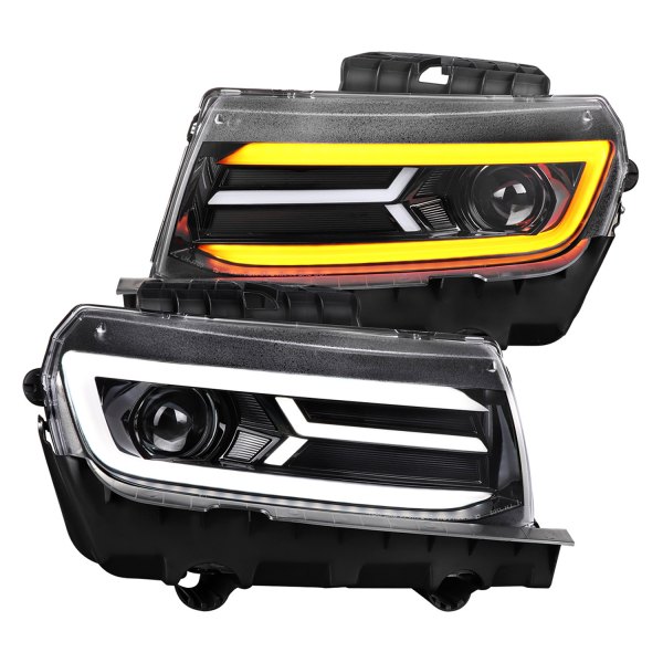 Spec-D® - Glossy Black Sequential DRL Bar Projector Headlights