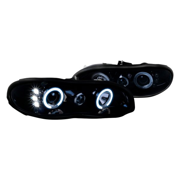 Spec-D® - Gloss Black/Smoke Dual Halo Projector Headlights with Parking LEDs, Chevy Camaro