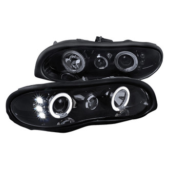 Spec-D® - Driver and Passenger Side Gloss Black/Smoke Dual Halo Projector Headlights with Parking LEDs