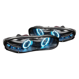Spec-D® - Driver and Passenger Side Black Dual Halo Projector Headlights with Parking LEDs