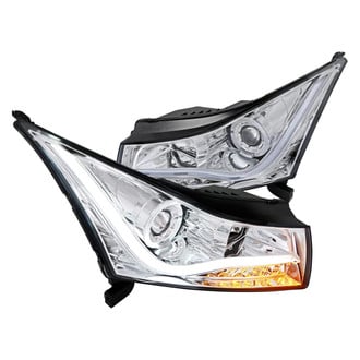 Spec-D® - Driver and Passenger Side Chrome DRL Bar Halo Projector Headlights with LED Turn Signal