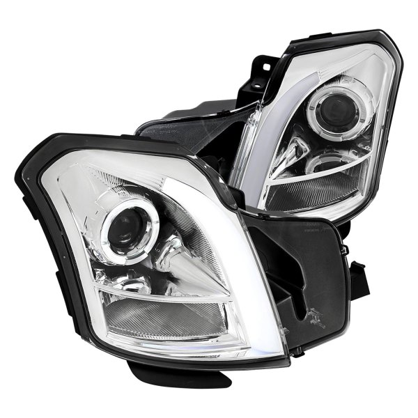 Spec-D® - Driver and Passenger Side Chrome Sequential LED DRL Bar Halo Projector Headlights