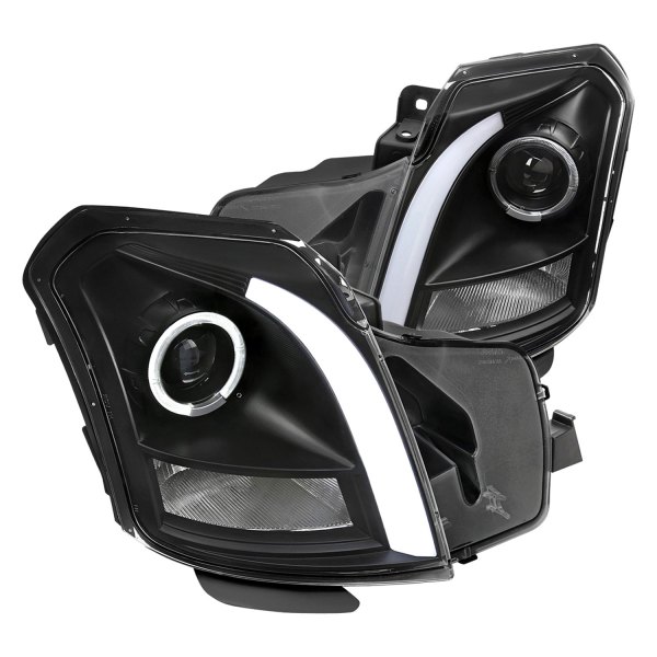 Spec-D® - Driver and Passenger Side Matte Black Sequential LED DRL Bar Halo Projector Headlights