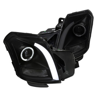 Spec-D® - Driver and Passenger Side Matte Black/Smoke Sequential LED DRL Bar Halo Projector Headlights
