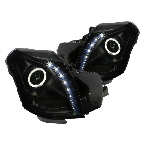 Spec-D® - Black/Smoke Halo Projector Headlights with LED DRL, Cadillac CTS