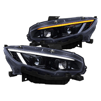 Spec-D® - Driver and Passenger Side Black/Smoke Switchback LED DRL Bar Projector Headlights with Sequential Turn Signal