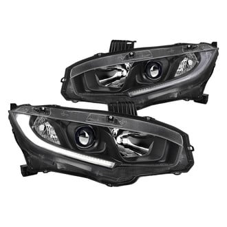 Spec-D® - Driver and Passenger Side Matte Black LED DRL Bar Projector Headlights