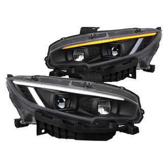 Spec-D® - Driver and Passenger Side Matte Black Switchback LED DRL Bar Projector Headlights with Sequential Turn Signal