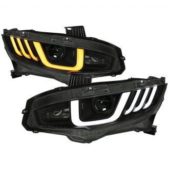 Spec-D® - Matte Black/Smoke Sequential LED DRL Bar Projector Headlights