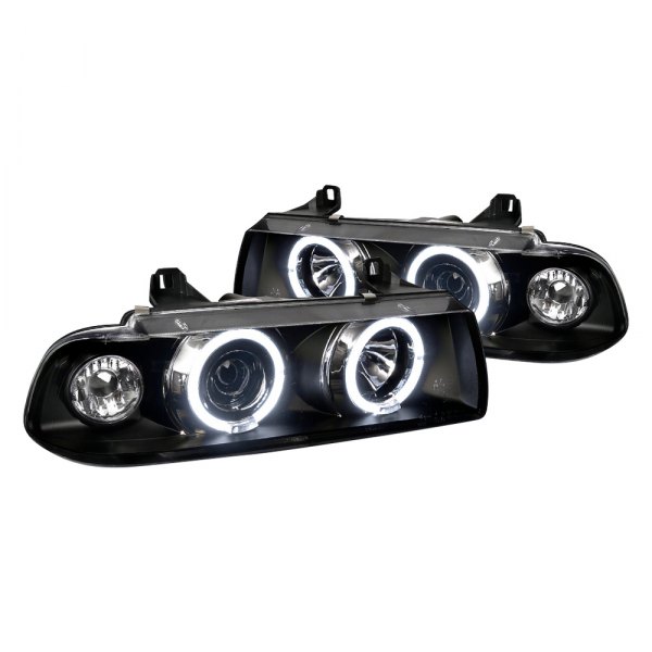 Spec-D® - Black/Smoke LED Halo Projector Headlights, BMW 3-Series