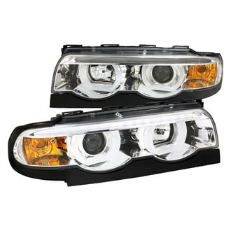 Spec-D® - Driver and Passenger Side Chrome LED DRL Bar Dual Halo Projector Headlights