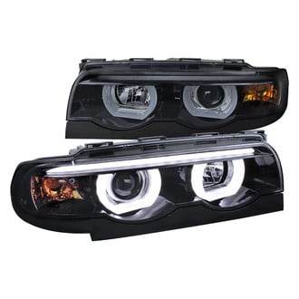 Spec-D® - Driver and Passenger Side Chrome/Smoke LED DRL Bar Dual Halo Projector Headlights