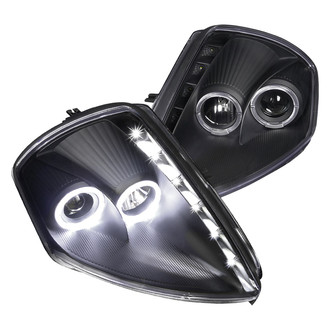 Spec-D® - Driver and Passenger Side Black Dual Halo Projector Headlights with LED DRL