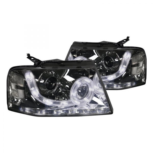 Spec-D® - Chrome/Smoke Projector Headlights with LED DRL, Ford F-150