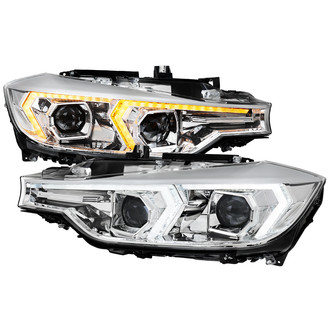 Spec-D® - Driver and Passenger Side Chrome DRL Bar Projector Headlights with LED Turn Signal
