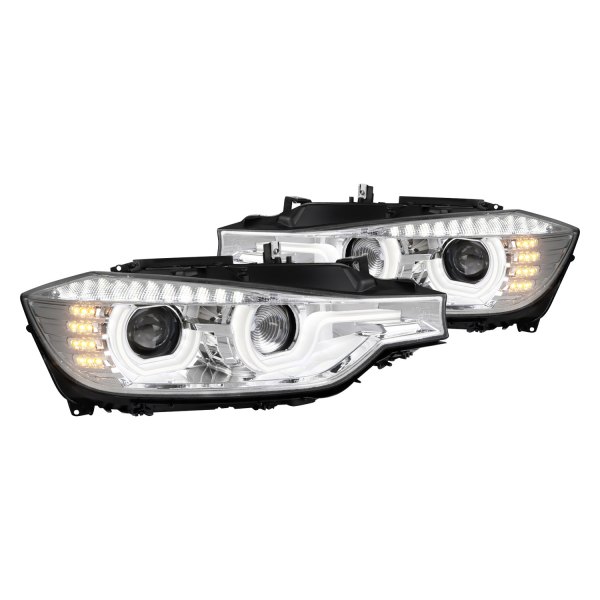 Spec-D® - Chrome DRL Bar Dual Halo Projector Headlights with LED Turn Signal, BMW 3-Series