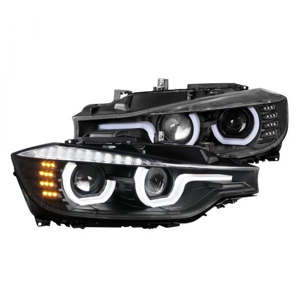 Spec-D® - Matte Black DRL Bar Projector Headlights with LED Turn Signal
