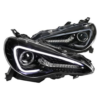 Spec-D® - Driver and Passenger Side Gloss Black DRL Bar Projector Headlights with LED Turn Signal