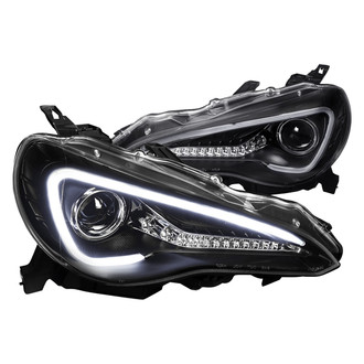 Spec-D® - Driver and Passenger Side Matte Black DRL Bar Projector Headlights with Sequential LED Turn Signal