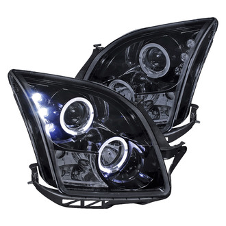 Spec-D® - Driver and Passenger Side Gloss Black/Smoke Dual Halo Projector Headlights with Parking LEDs