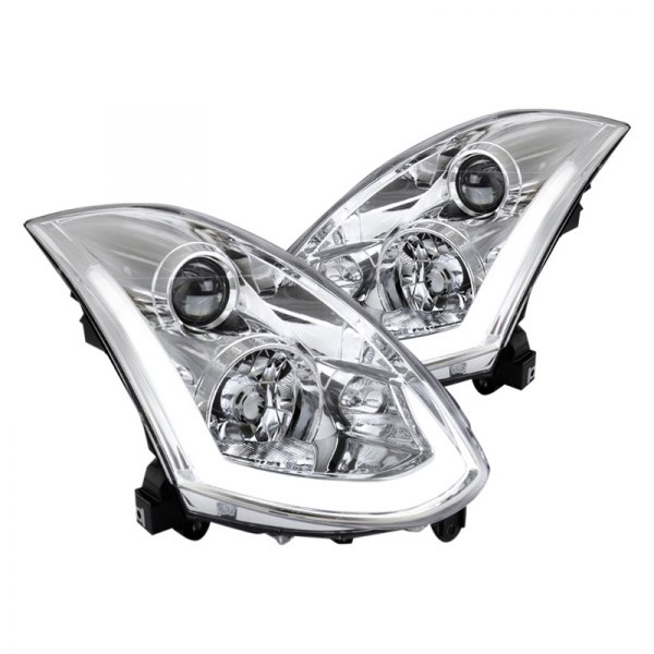 Spec-D® - Chrome Sequential LED DRL Bar Projector Headlights, Infiniti G35