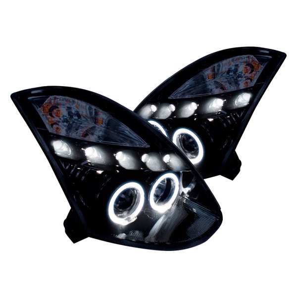 Spec-D® - Gloss Black/Smoke Dual Halo Projector Headlights with LED DRL, Infiniti G35